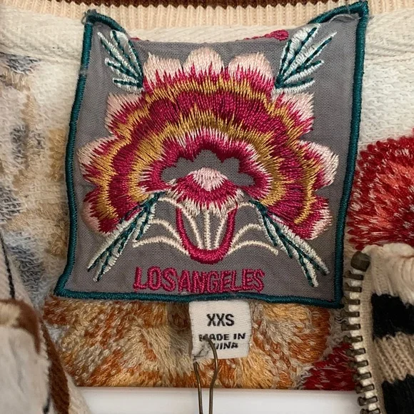 Johnny Was Floral Embroidered Cream Bomber Jacket - Picture 2 of 13